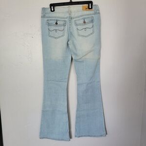 Jade Premium Denim Light Wash Jeans Flared 30 Flap Pockets Low Rise 90s Y2K